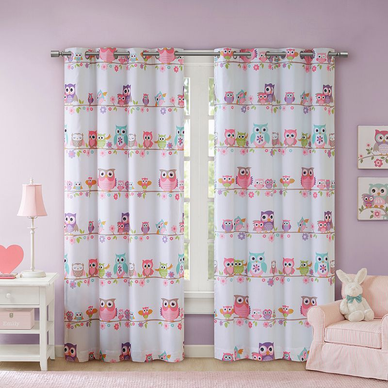 Mi Zone Kids Nocturnal Nellie Owl Total Blackout Thermal Insulated Grommet 1 Window Curtain Panel