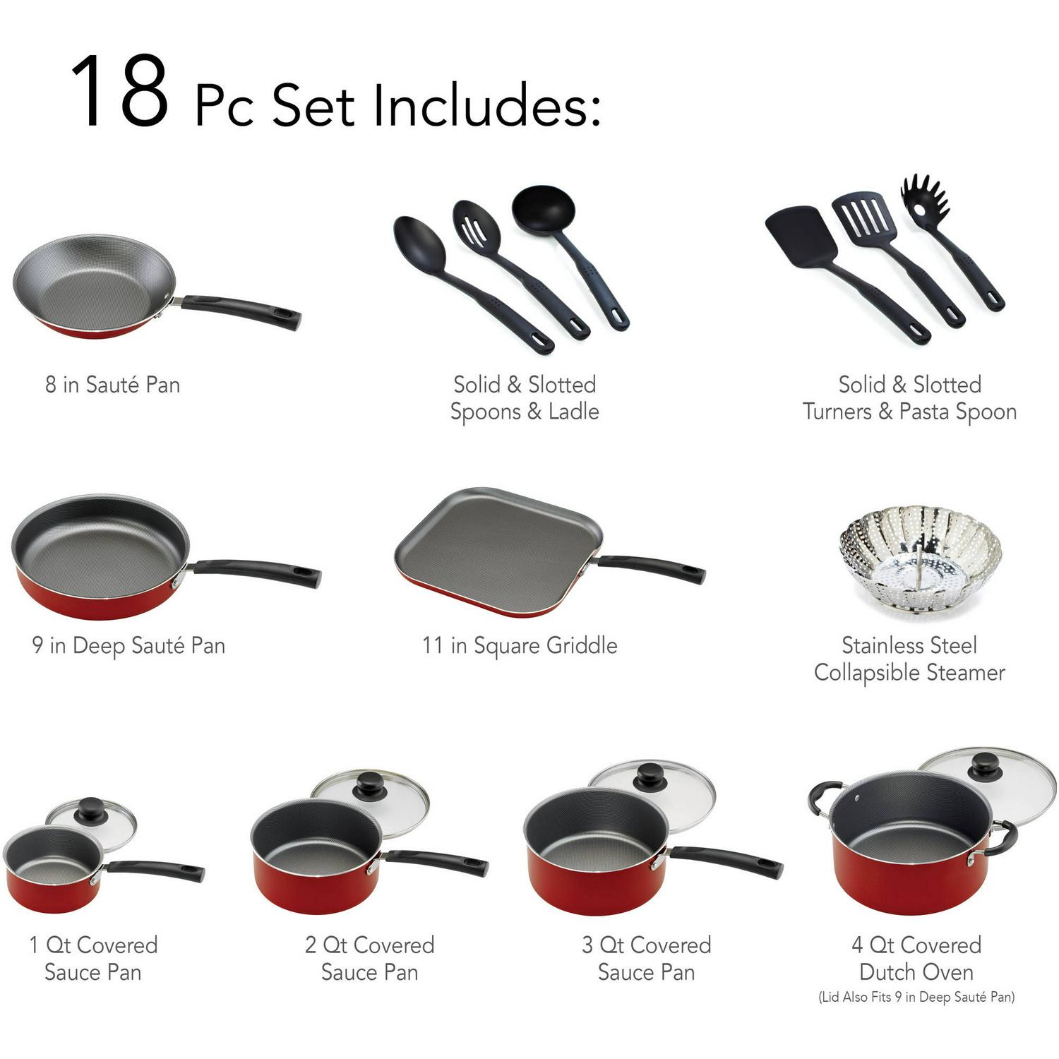 Tramontina Primaware 18 Piece Nonstick Cookware Set Red  Crowdfused