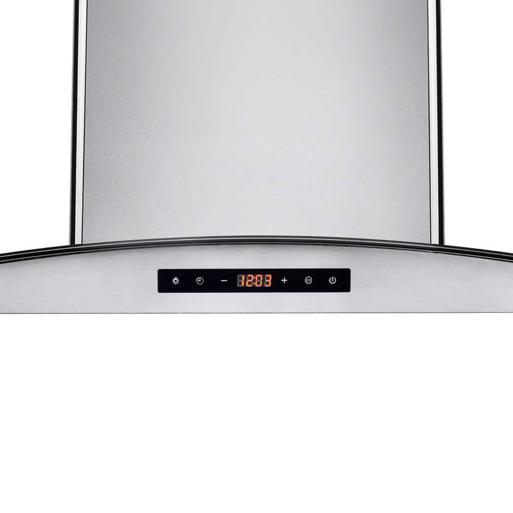 AKDY 30 in 343 CFM Convertible Island Mount Range Hood in Stainless Steel Tempered Glass with 2 Set Carbon Filter