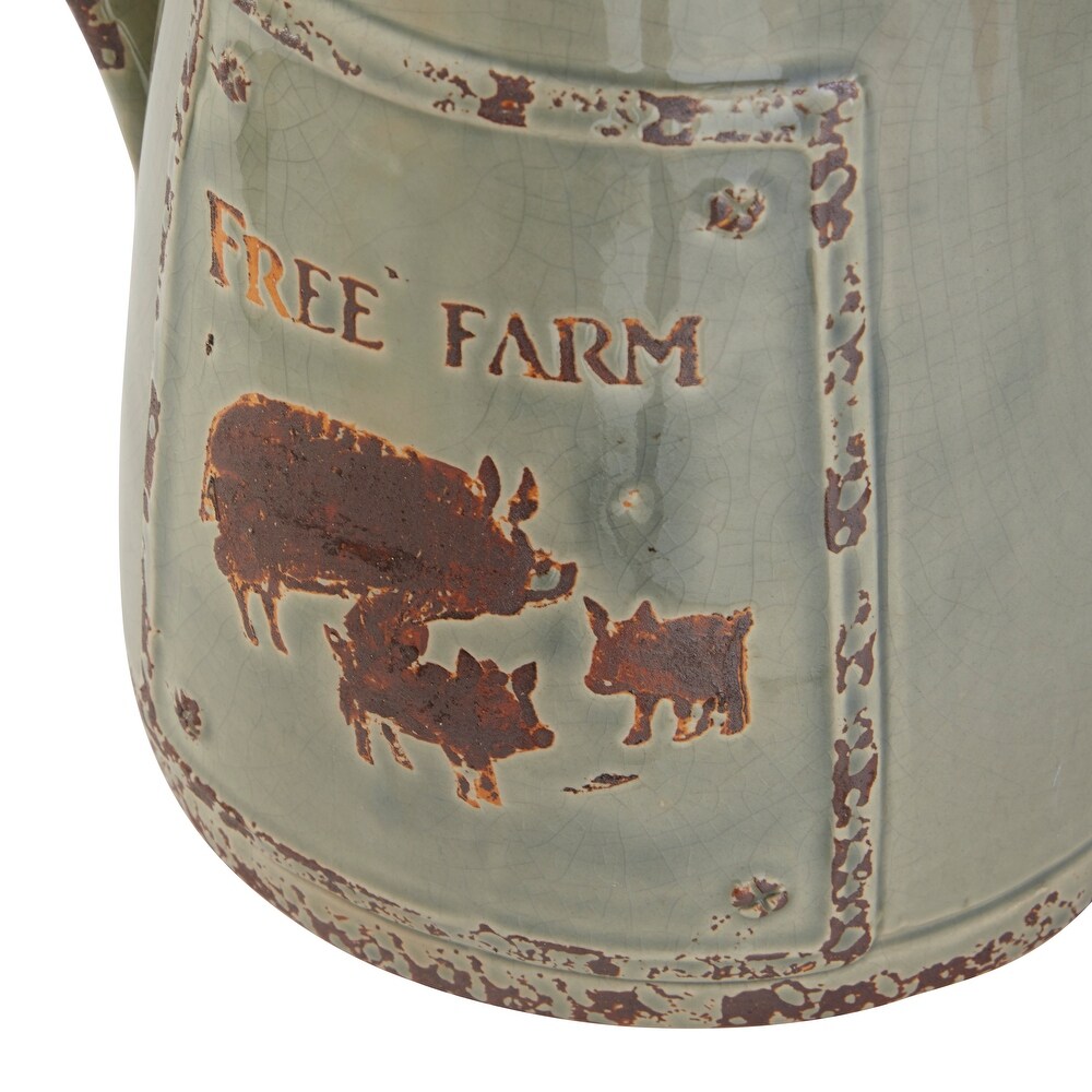 Grey Porcelain Farmhouse Decorative Pitcher 13 x 9 x 6   9 x 6 x 13