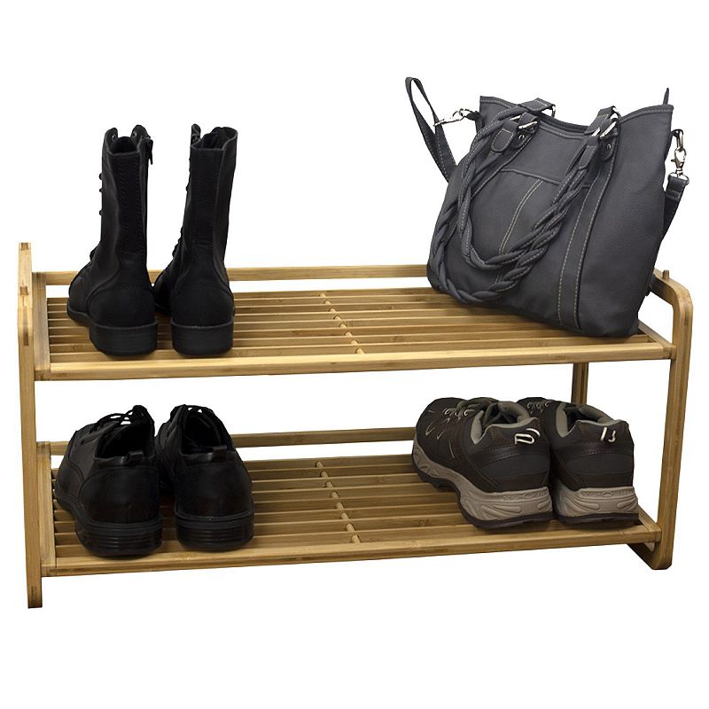 Home Basics 2 Tier Slatted Shelf Shoe Rack