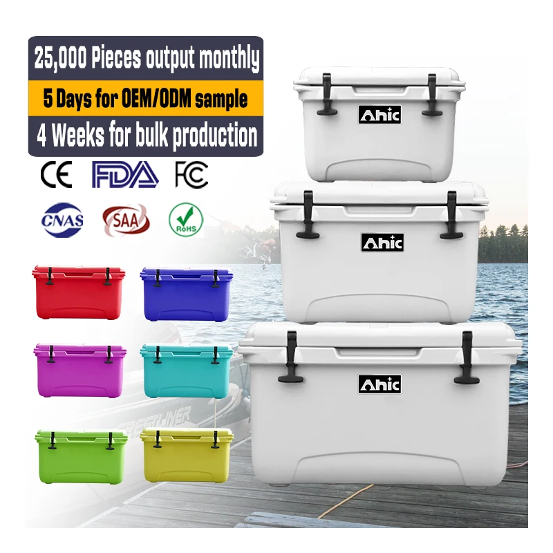 65 qt Ice Chest Durable Rotomolded Insulated cooler box for Beach Boat Camping Fishing Hiking