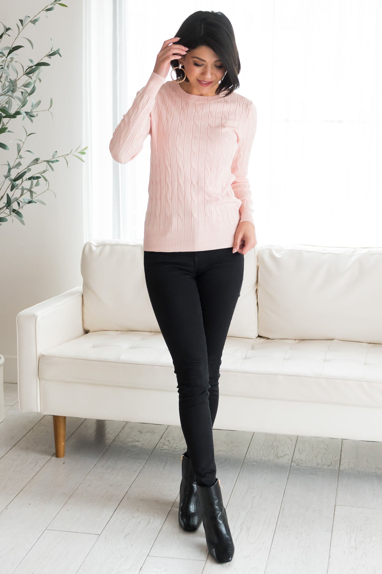 Restful Nights Modest Twisted Cable knit Sweater