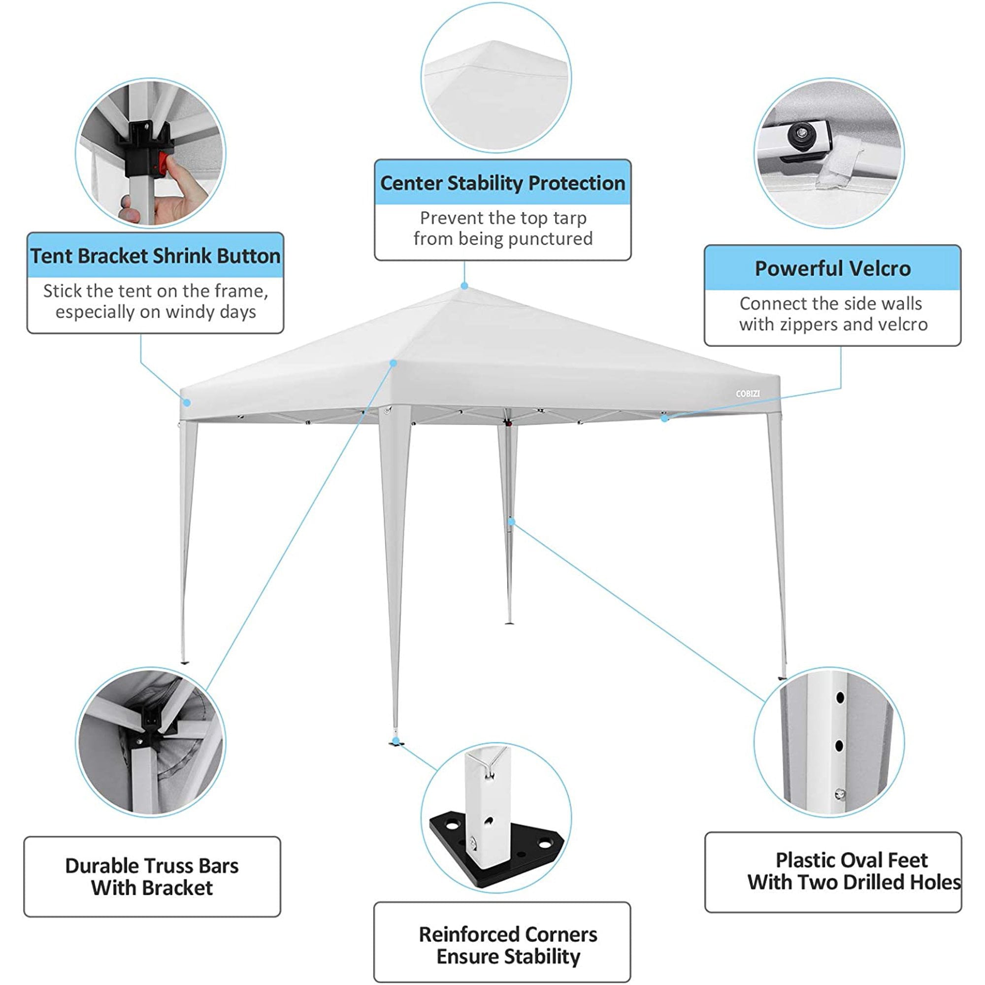 10 x 10ft Pop Up Canopy Tent Instant Outdoor Party Canopy Straight Leg Commercial Gazebo Tent Shelter with 4 Removable Sidewalls and Carrying Bag, White