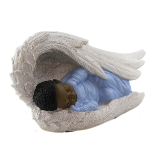 Black Art Baby Boy Angle Wings One Figurine 3 5 Inches Religious Heavenly Blue 17115 Polyresin Blue