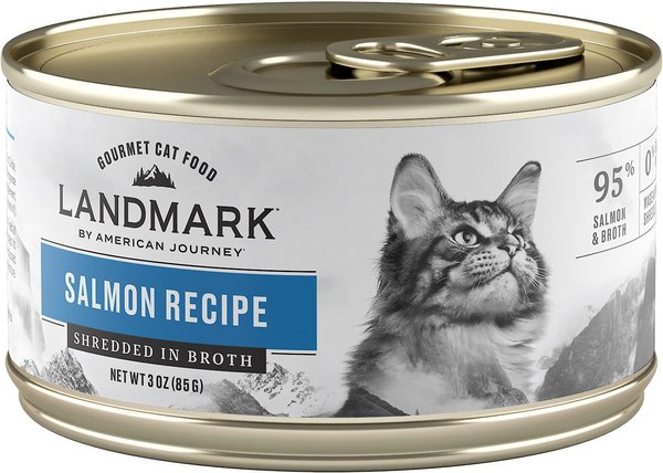 American Journey Landmark Salmon Recipe in Broth Grain-Free Canned Cat Food， 3-oz， case of 12