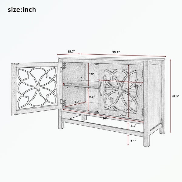 Wood Storage Cabinet with Doors and Adjustable Shelf