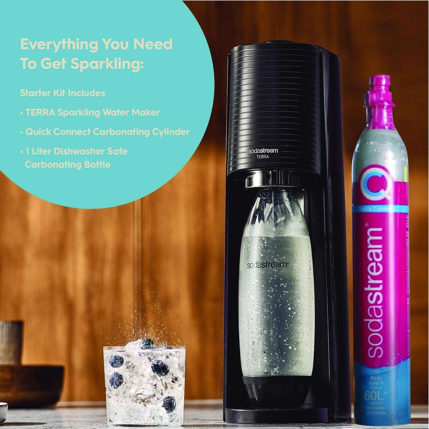 SodaStream Terra Machine Starter Kit Black 1 L Soda Maker