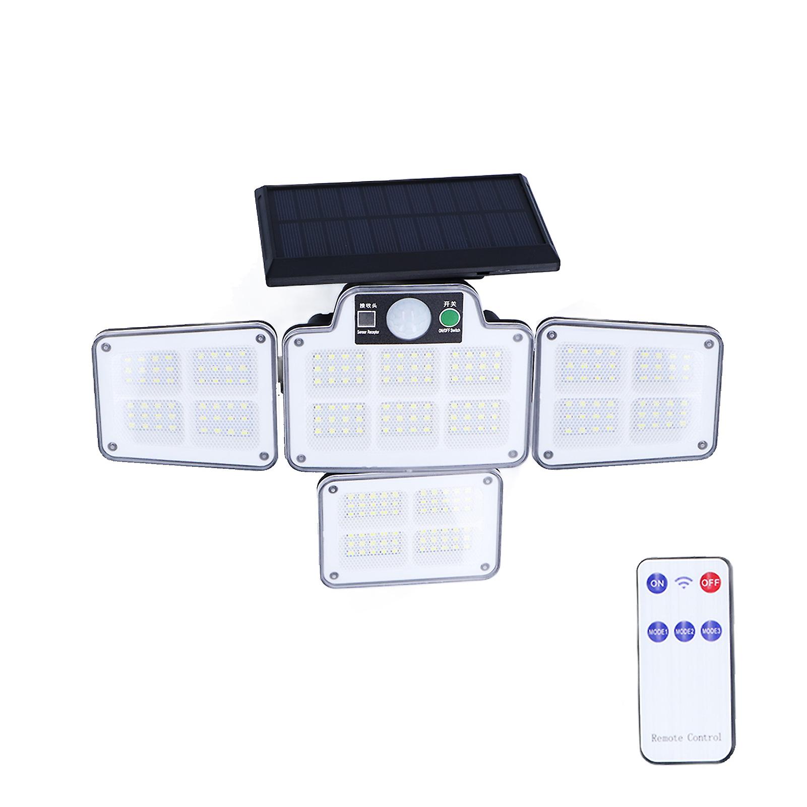 Led Solar Lights Outdoor 4 Adjustable Heads Motion Sensor Light 450lm 3 Modes Wide Angle Wall Light For Garden Pathway