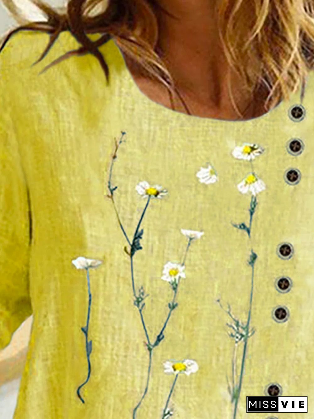 Plus size Casual Floral Long Sleeve Tops