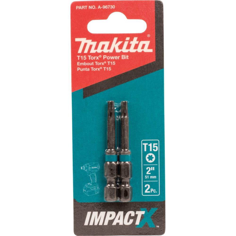 Makita Impact X T15 Torx 2 Power Bit 2/pk A-96730 from Makita