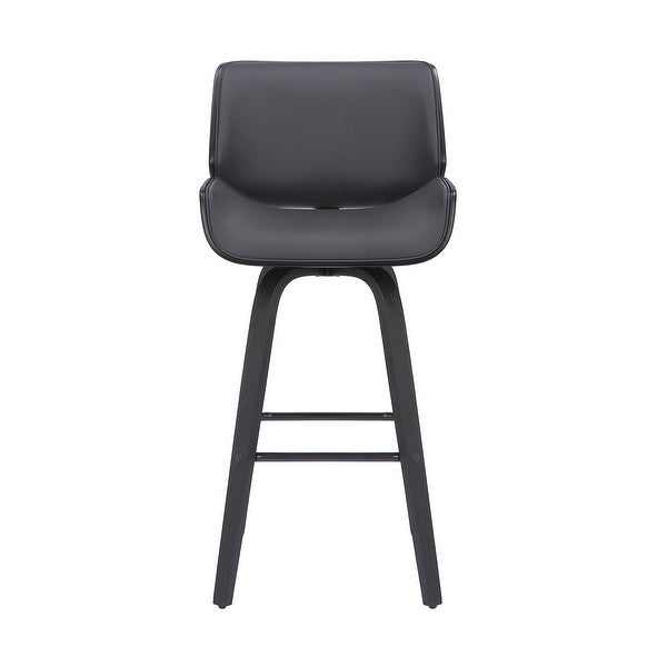 Tyler Mid-Century Modern Swivel Counter/Bar Stool in Faux Leather and Wood