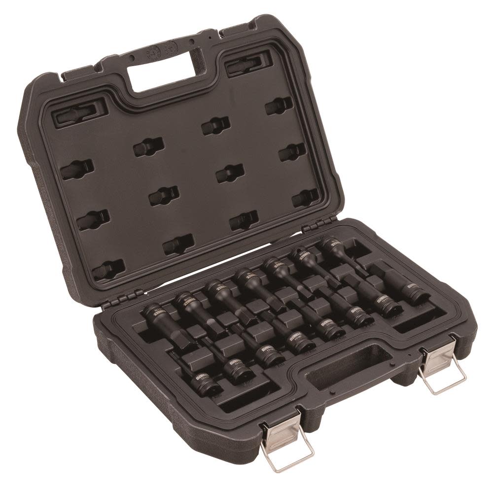 15 Piece 1/2 in Drive Combination Impact Hex Bit Socket Set ;