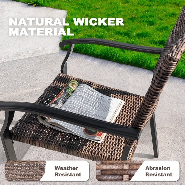 Nuu Garden 3Piece Patio Metal and Wicker Bistro Set，Black