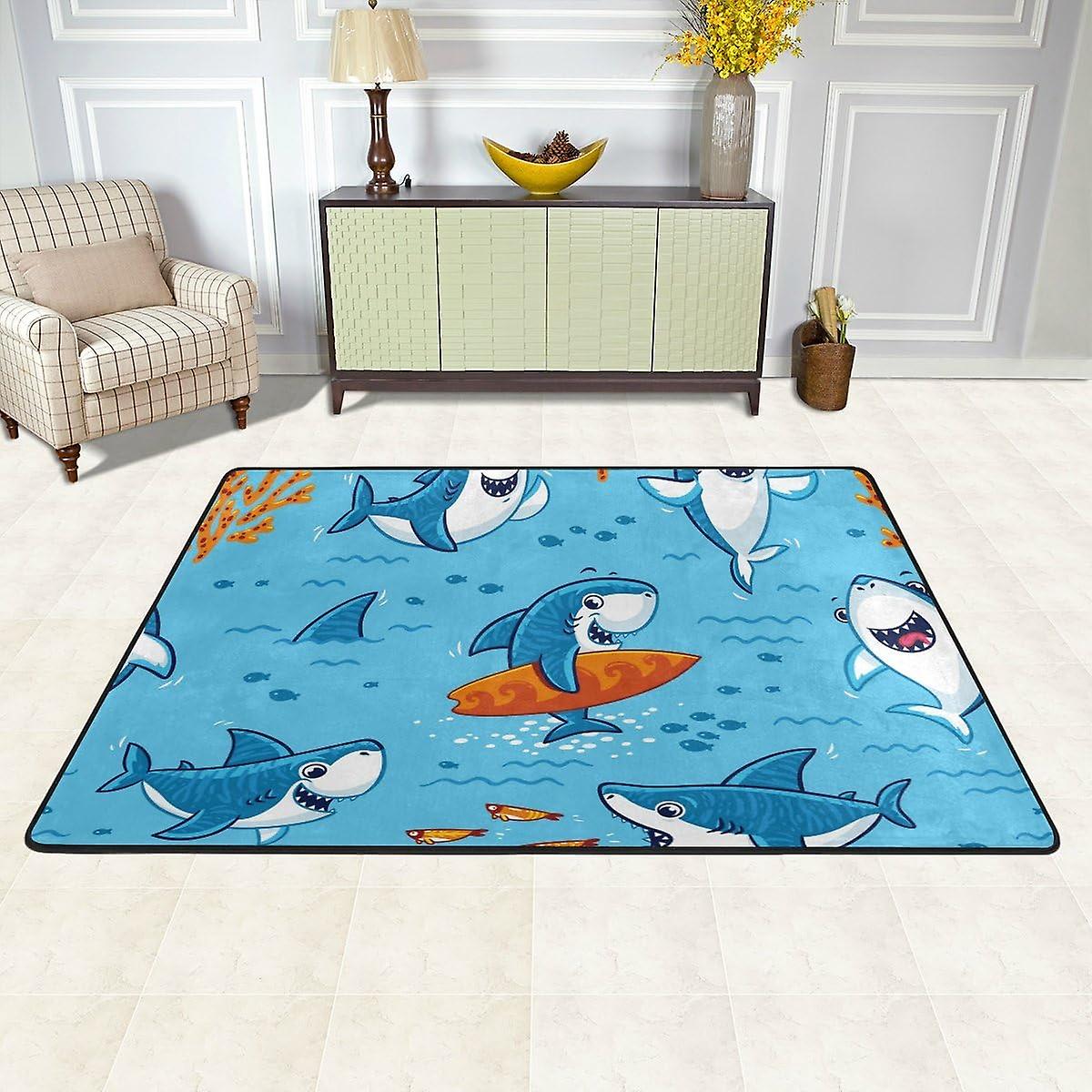 Colourlife Lightweight Carpet Mats Area Soft Rugs Floor Mat Doormat Decoration For Rooms Entrance 36 X 24 Inches Underwater Sharks