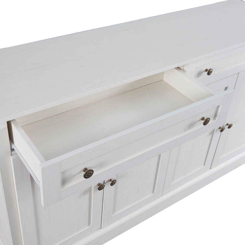 Sideboard Storage Cabinet with 2 Drawers and 4 Doors Adjustable Shelves