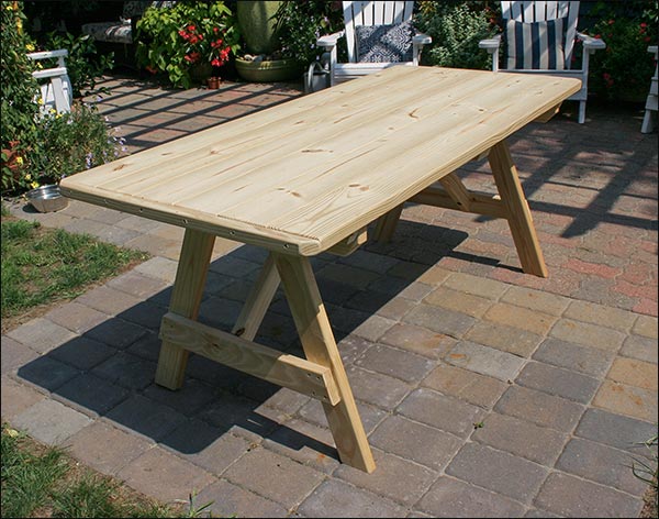 8' Treated Pine Traditional Picnic Table with 2 Benches