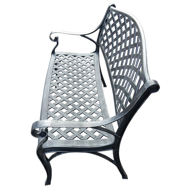 Outdoor Aluminum Modern Black Bronze Grey White Patio Bench Loveseat