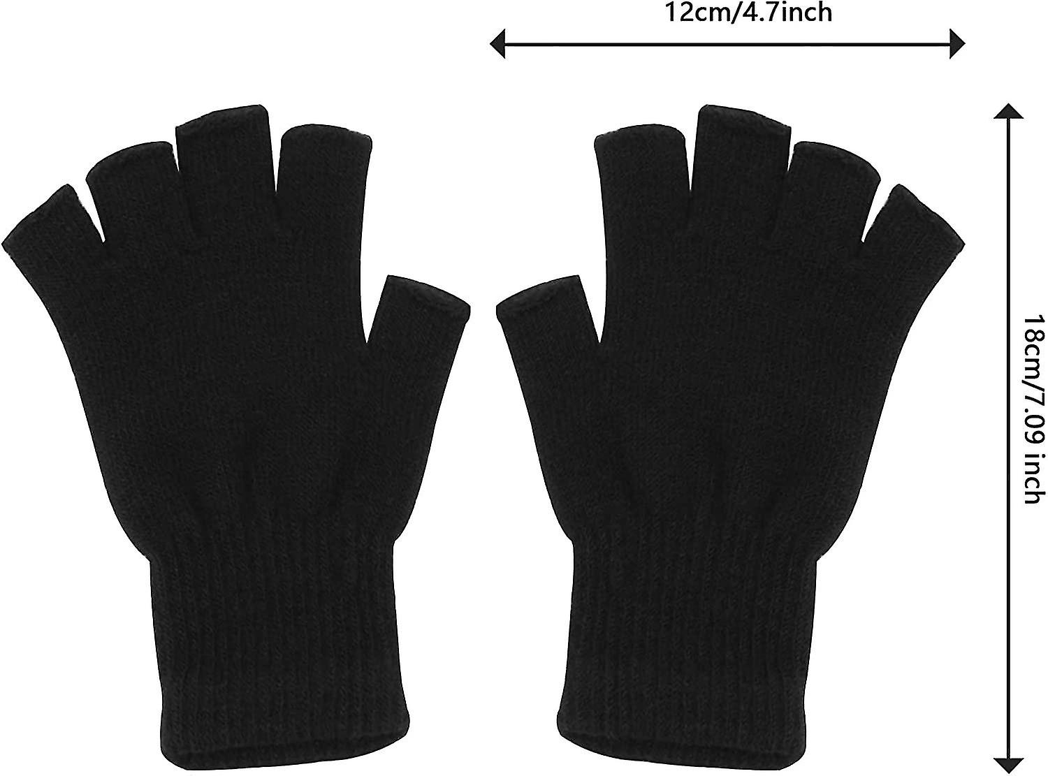 4 Pairs Black Fingerless Gloves For Women Men Unisex Half Finger Gloves Knit