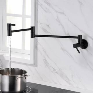 LUXIER Contemporary 2-Handle Wall-Mounted Pot Filler in Matte Black KTS17-TM-V