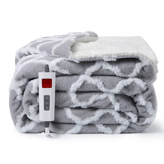 Trinity Electric Blanket Heated Throw Blanket Tufted Jacquard Heating Blankets 6 Heating Levels