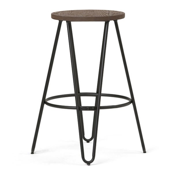 WYNDENHALL Kendall Industrial Metal 26 inch Metal Counter Height Stool with Wood Seat (Set of 2) - 15.7