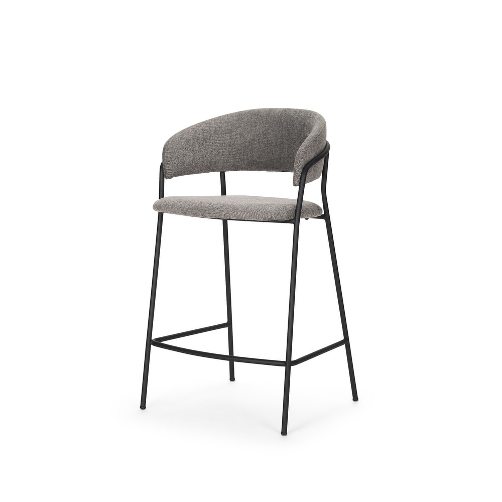 Carolyn Counter Stool w/ Gray Fabric   Matte Black Metal