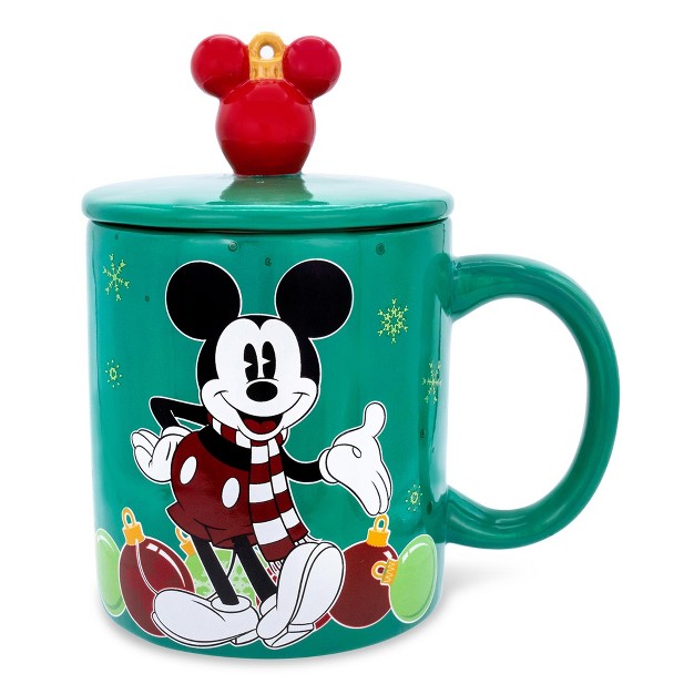 Silver Buffalo Disney Mickey Mouse Holiday Ornaments Ceramic Mug Holds 18 Ounces