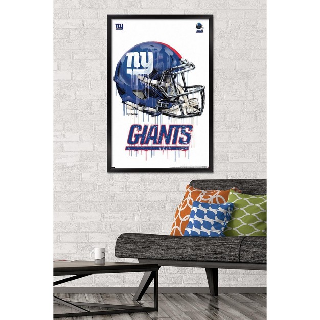 Trends International Nfl New York Giants Drip Helmet 20 Framed Wall Poster Prints