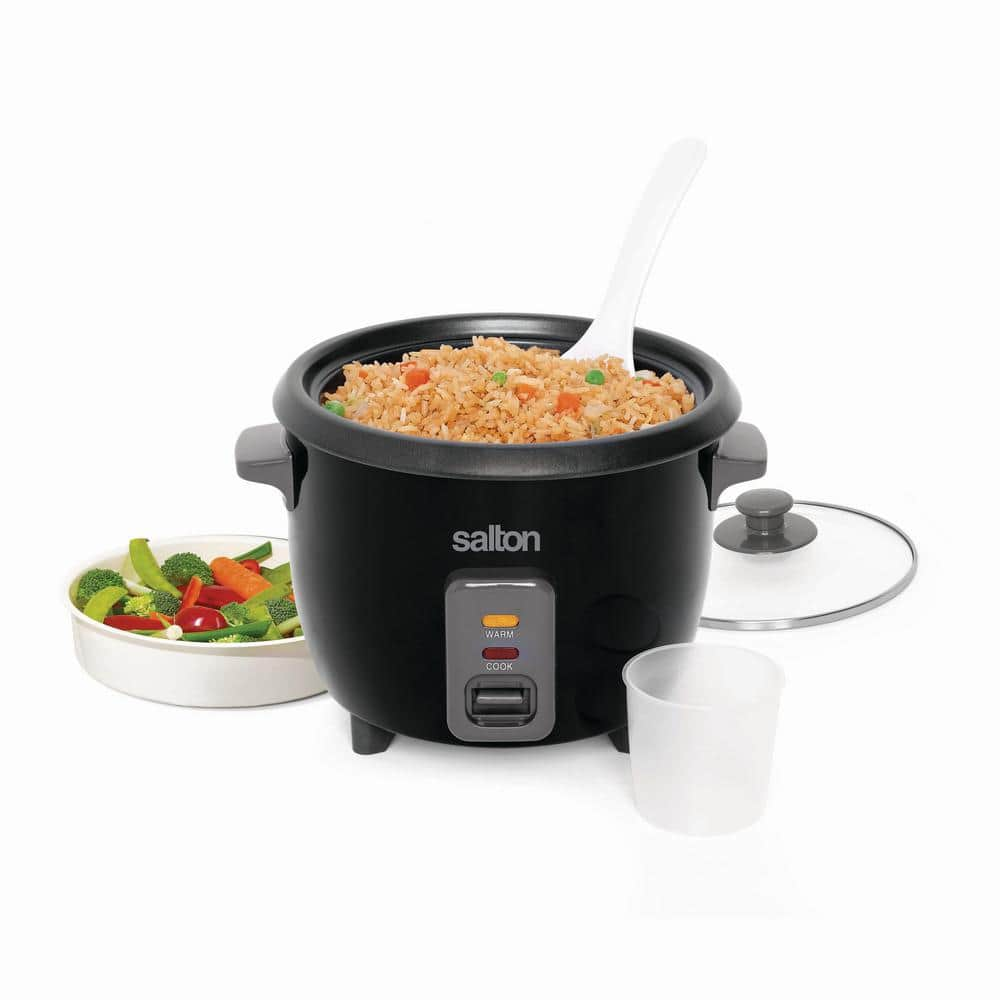 Salton 6-Cup Black Automatic Rice Cooker and Steamer with Non-Stick Bowl RC1653