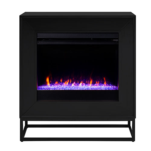 SEI Furniture Drovling Freestanding Color Changing Electric Fireplace in Black Finish