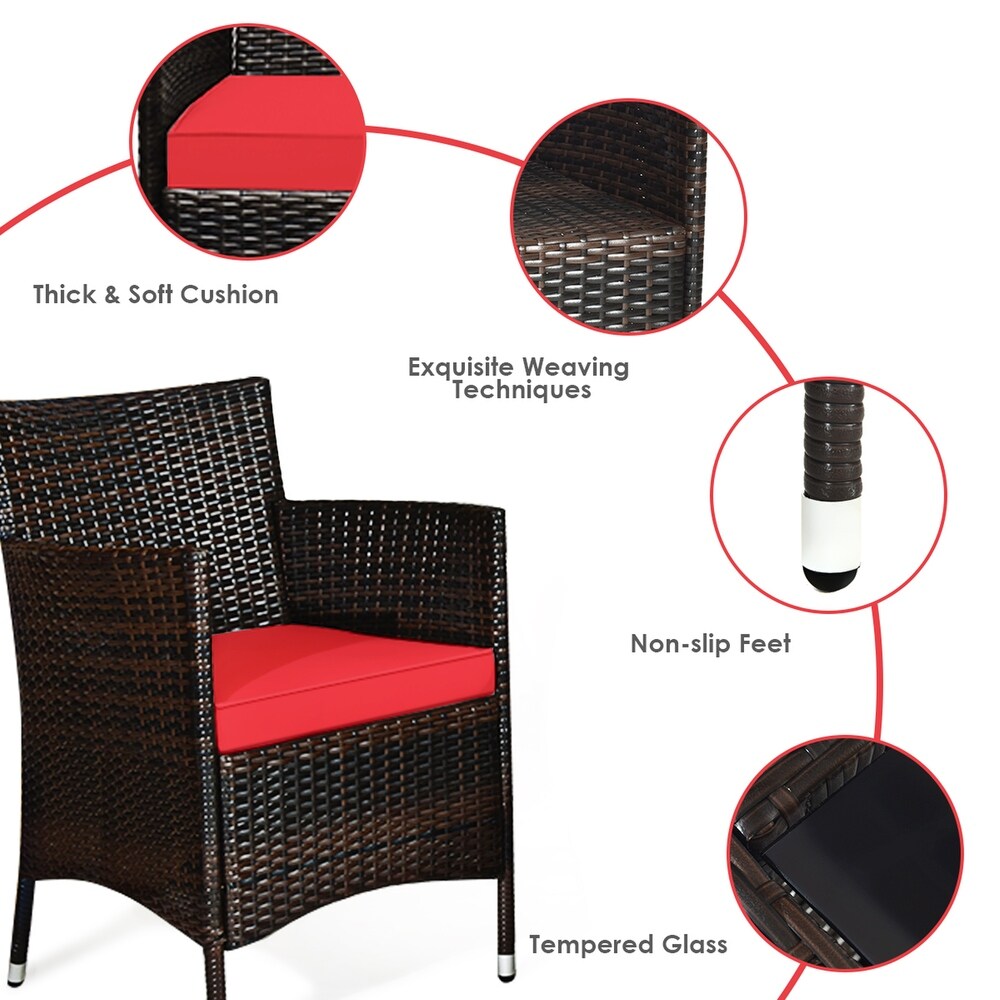 Gymax 4 Pieces Patio Rattan Conversation Furniture Set Outdoor w/