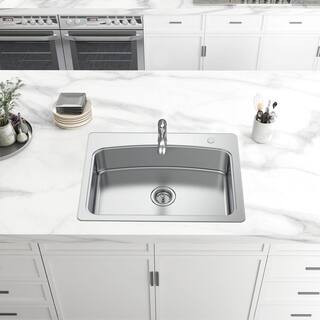 Glacier Bay All-in-One Drop-In Stainless Steel 33 in. 2-Hole Single Bowl Kitchen Sink with Pull-Out Faucet VT3322R1