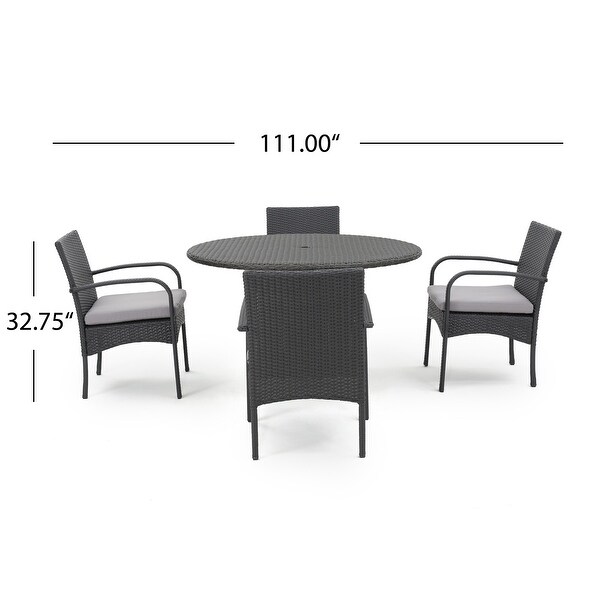 Theodore Outdoor 5piece Wicker Dining Set with Cushion by Christopher Knight Home