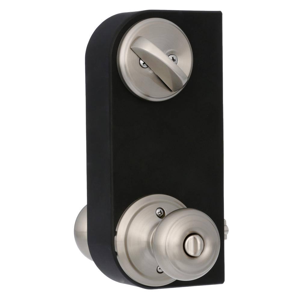 Schlage Georgian Satin Nickel Single Cylinder Deadbolt and Keyed Entry Door Knob Combo Pack FB50N V GEO 619