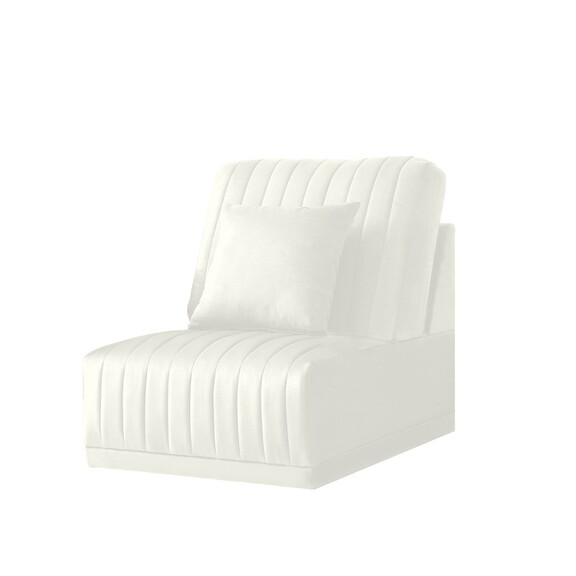 Modern Accent Chair Cream Velvet Channel  Tufted A...