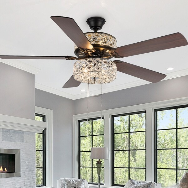 River of Goods Olivia Oil Rubbed Bronze Finish/ Crystal 52-inch LED Ceiling Fan - 52