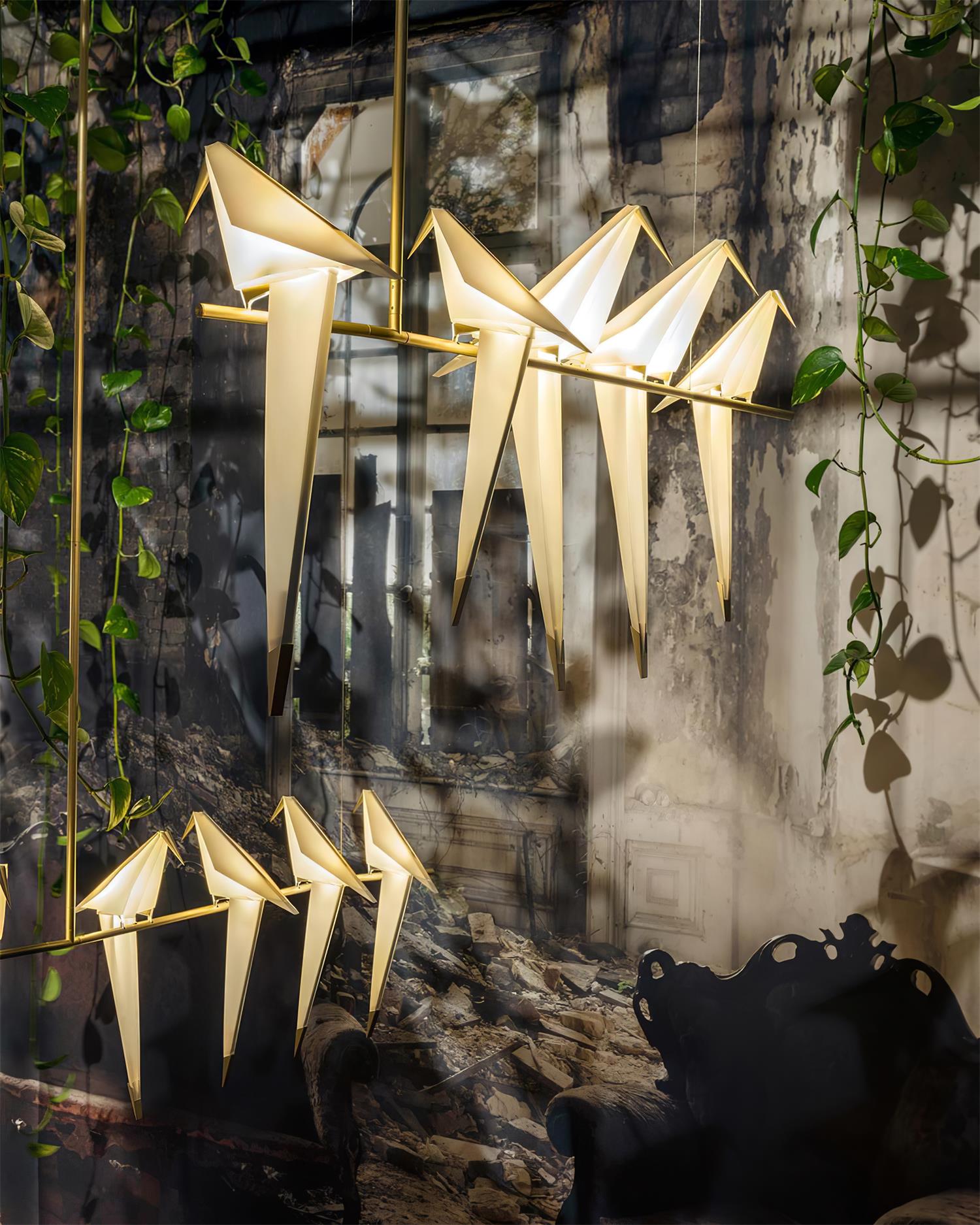 Paper Crane Bird LED Chandelier