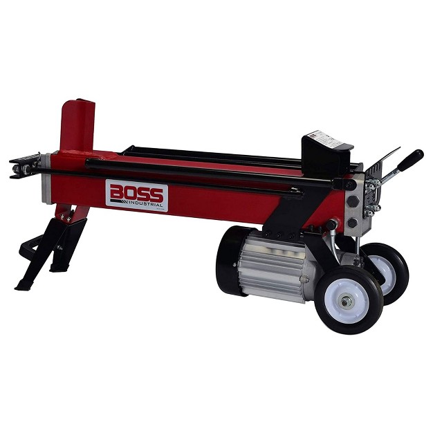 Boss Industrial 5 Ton Lightweight Powerful Hydraulic Electric Firewood Log Splitter With Mobile Transport Rubber Wheels For Home Or Cabin