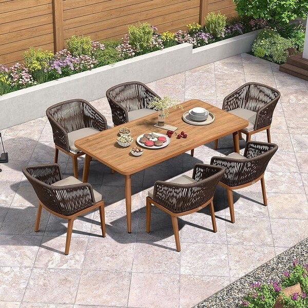 PURPLE LEAF 11 Pieces Outdoor Dining Set Metal Rattan Furniture Set for Lawn Backyard Patio Dining Set