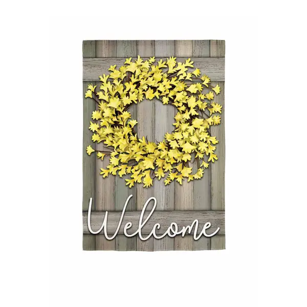 Evergreen Enterprises Forsythia Farmhouse Wreath Garden Flag