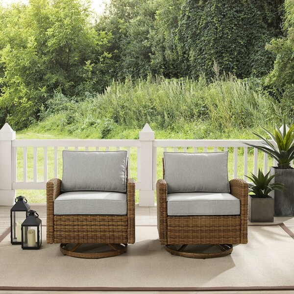 Crosley Bradenton 2Pc Outdoor Wicker Swivel Rocker Chair Set