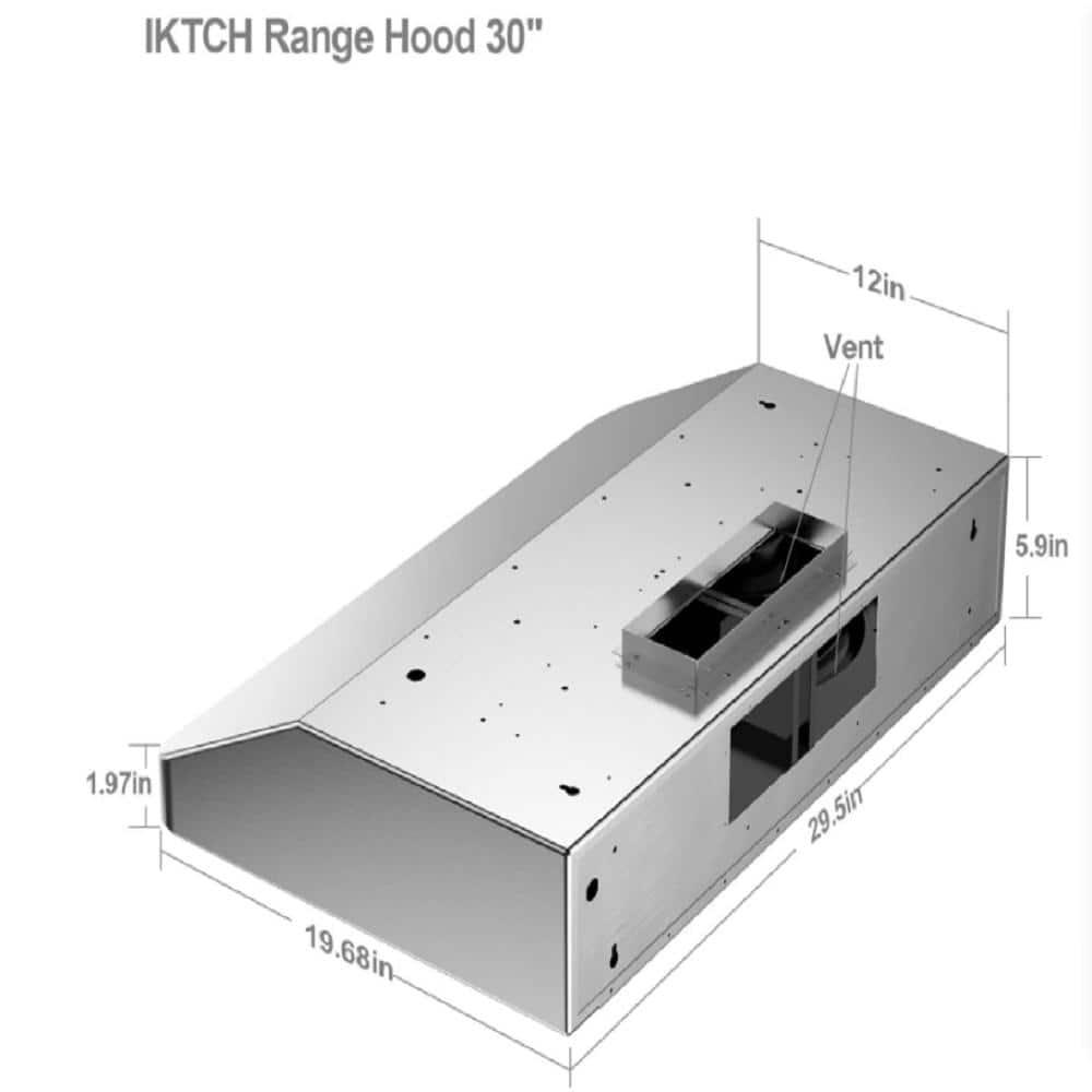 iKTCH 30 in 900 CFM Ducted Under Cabinet Range Hood in Stainless Steel 4 Speed Gesture Sensing and Touch Control Panel