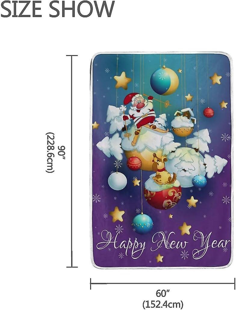 Queen Cozy Warm Throw Thermal Soft Bed Blanket 60x90 In Santa Claus And Dog On Christmas Flannel Fleece Blanket For Men Women Adults