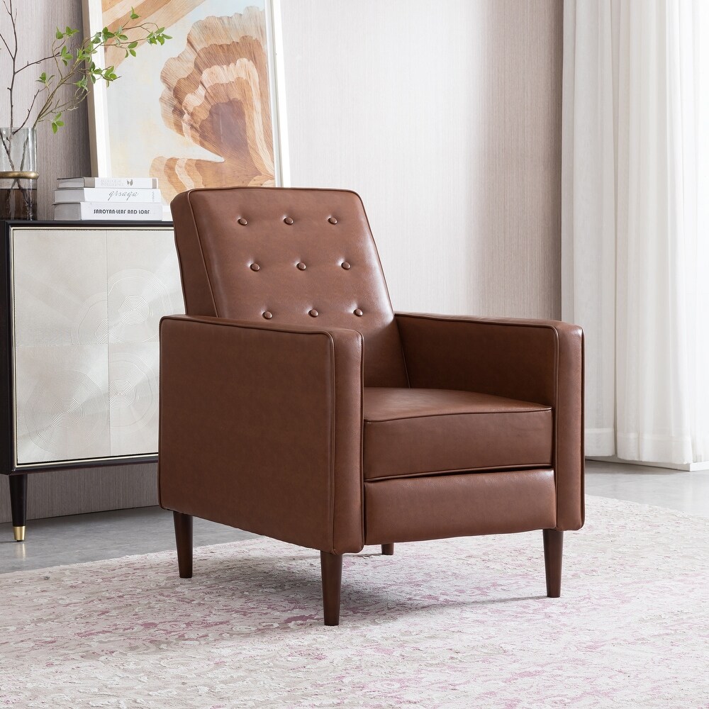 Mervynn Faux Leather Mid Century Button Tufted Recliner by Christopher Knight Home
