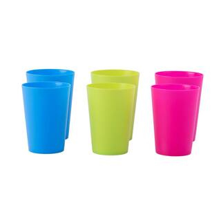 Basicwise 7 oz. Assorted Colors 2-Red 2-Green 2-Blue Freezer Safe Plastic Reusable Cups (Set of 6) QI003475.6