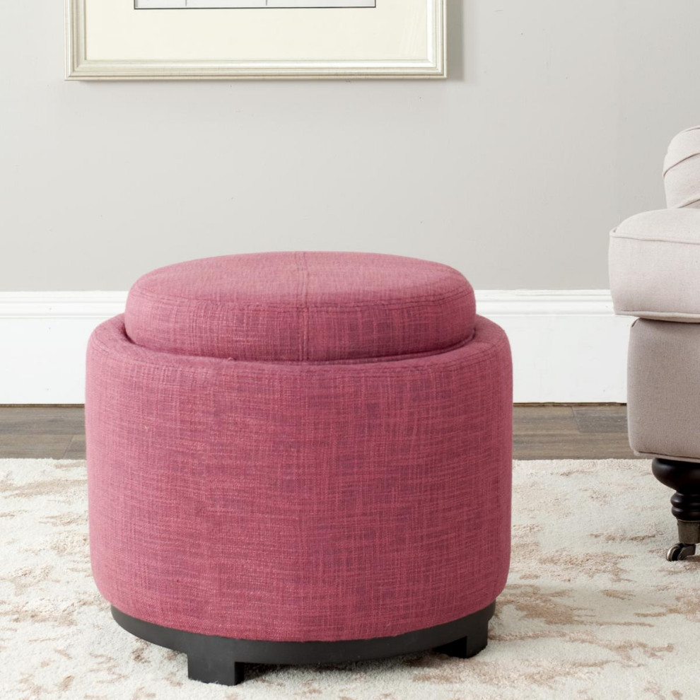 Litsie Round Tray Ottoman  Rose/Black   Contemporary   Footstools And Ottomans   by Rustic Home Furniture Deco  Houzz