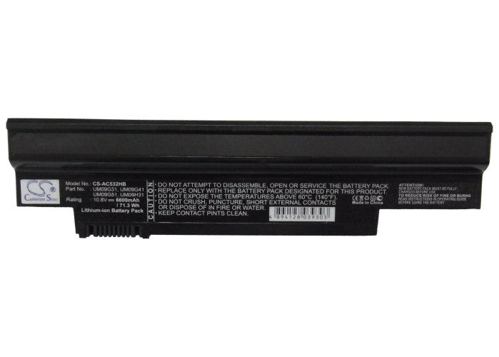 Acer AO532h21b AO532h21r AO532h21s AO53 6600mAh Replacement Battery BatteryClerkcom Laptop and Notebook