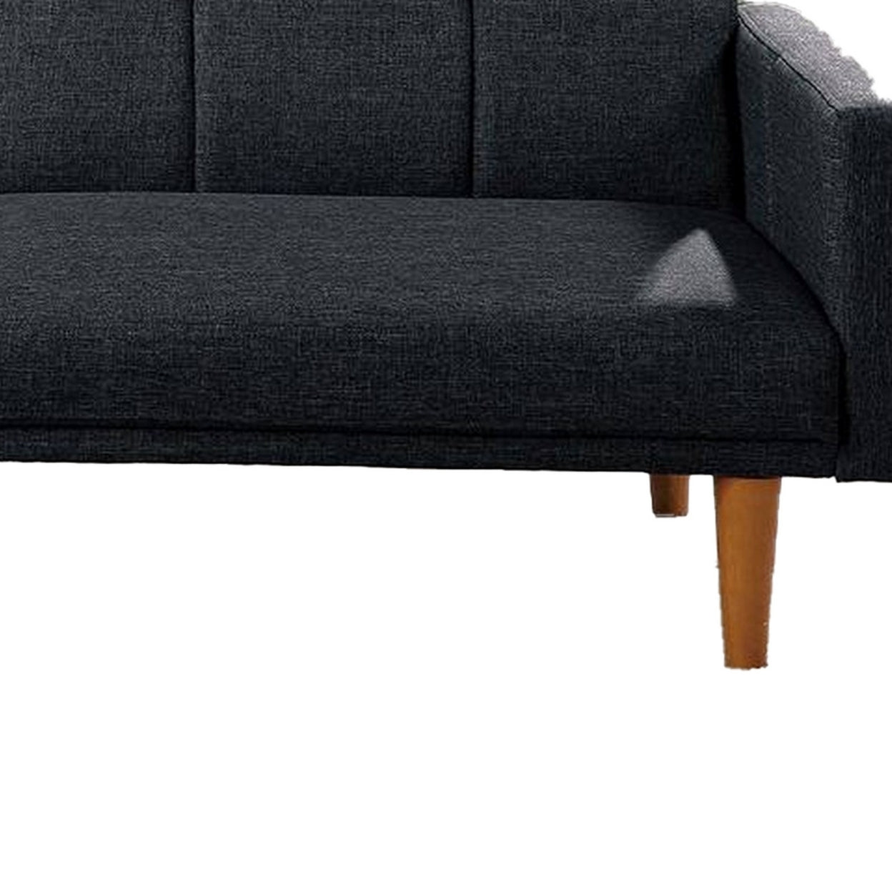 Fabric Adjustable Sofa with Square Tufted Back, Dark Gray- Saltoro Sherpi