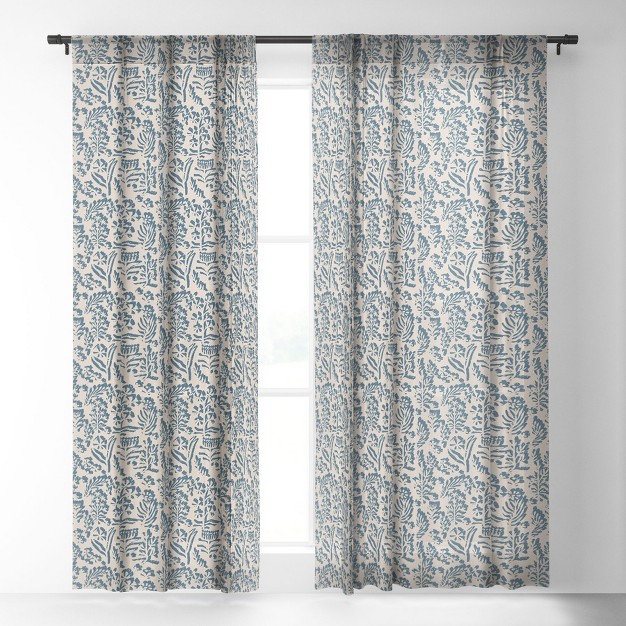 Holli Zollinger Paloma Blue Single Panel Sheer Window Curtain Deny Designs